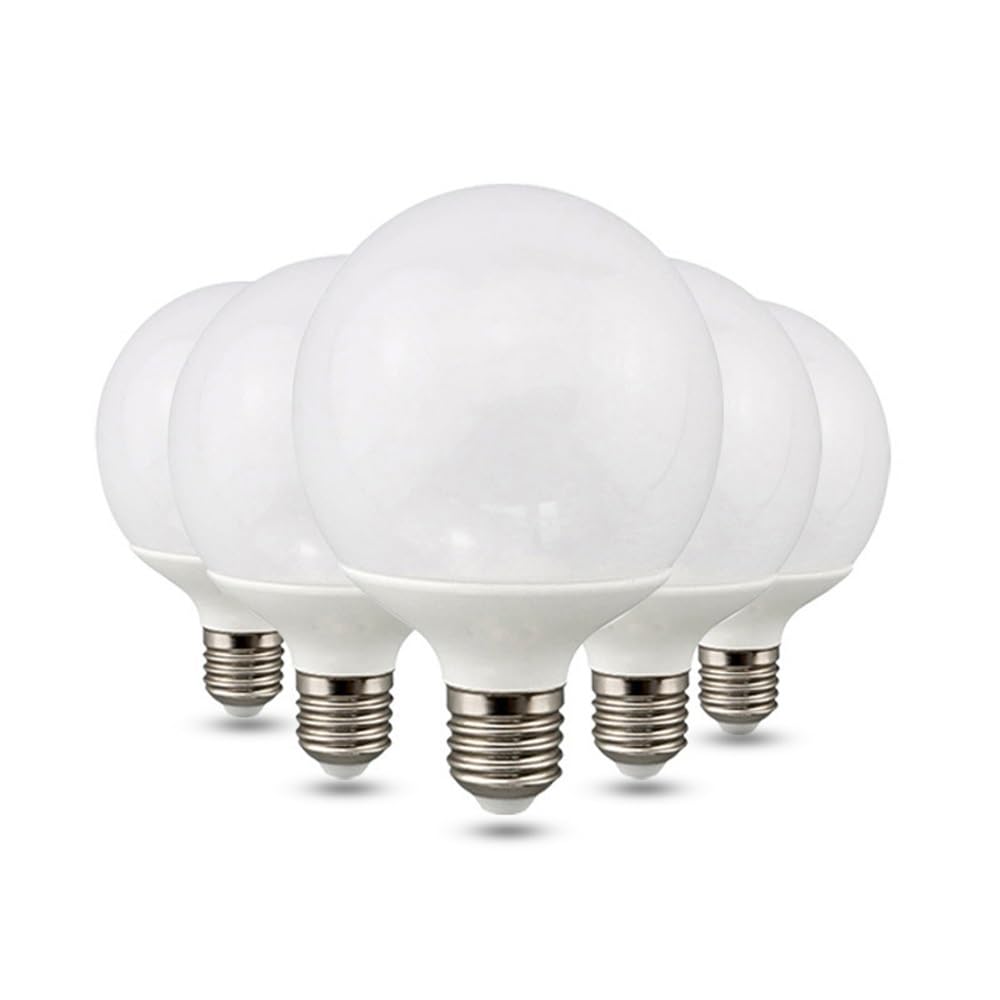 RZL Iluminación, Paquete de 5 Bombillas LED esféricas con Rosca E27 de 10 W/15 W/18 W, G80/G95/G120 mm, for Espejos Delanteros(3000K,G80 10W)
