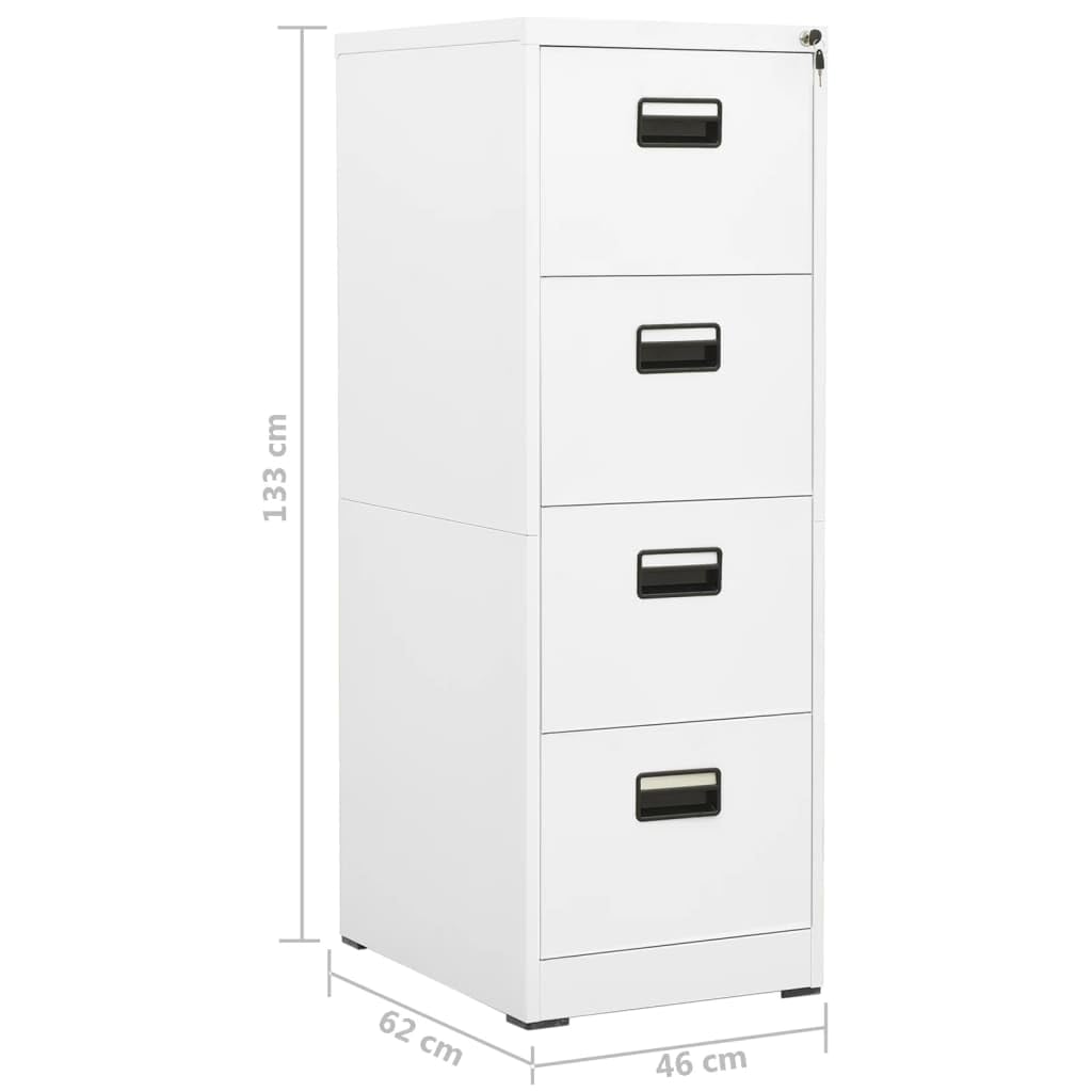 vidaXL Armadio Classificatore Bianco 46x62x133 cm in Acciaio