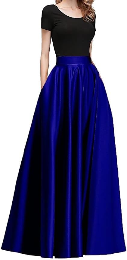 JANAKMaxi Skirt for Women, Soft Silk Fabric, Adjustable Waist, Flared Pattern