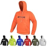 BYKR Motorcycle Hoodie for Men & Women Biker Motorcycle Jackets Breathable Motorbike Riding Sweatshirt All Weather CE Armored (OR,L), Large, Orange