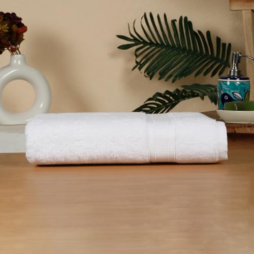 Image of Arvind 100% Cotton Towels for Bath | Towels for Bath Large Size | 500 GSM Bath Towel - Soft & Absorbent | 1 Piece Bath Towel for Men /Women | Urban Comfort | 70 cm x 140 cm - White