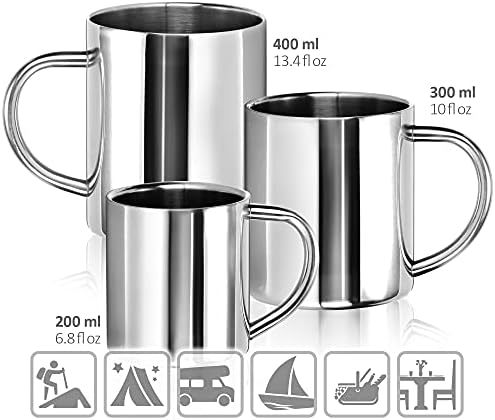 COM-FOUR® 2x kubek termiczny ze stali nierdzewnej - 300 ml na kubek - dwuscienny kubek izolacyjny - nietlukacy kubek do kawy - termiczny kubek do picia - kubek kempingowy - kubek - bez BPA (300ml)