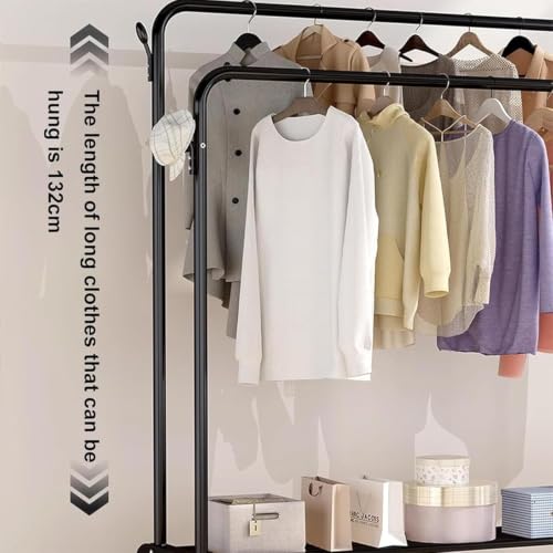 Image of HIWARE Metal Multifunctional Garment Stand Cloth Rack Freestanding Storage Organizer Stainless Steel Spider Strainer Ladle, 5.4 Inch - 150 x 110 x 40 CM ((Rail-Black)