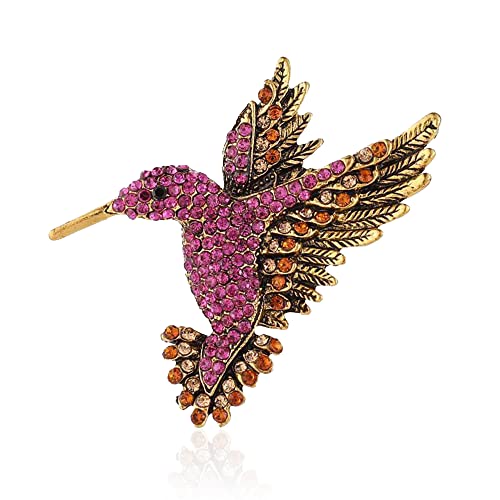 Image of Animal Hummingbird Brooch Pins for Women Fashion Bird Pins Elegant Rhinestone Crystal Animal Brooches Pin