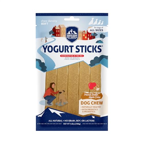Image of Himalayan Dog Chew PB Apple Crisp Yogurt Sticks | Prebiotic & Probotic Protein Rich | Lactose Free - Gluten Free - Corn Free - Grain Free | USA Made | All Breeds | Droolicious Dog Treats | 5 Pieces
