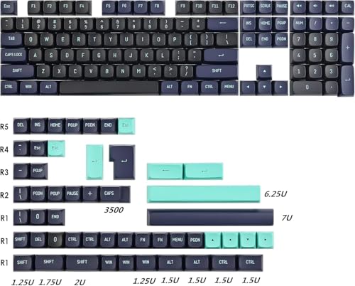 Image of Guffercty kred 160 Keys CSA Keycap PBT Double-Shot Ball Shape Custom Keycaps Set with 6.25u /7u Spacebar for ANSI & ISO Layout Cherry MX Gateron Kailh Switches(Shark-CSA)