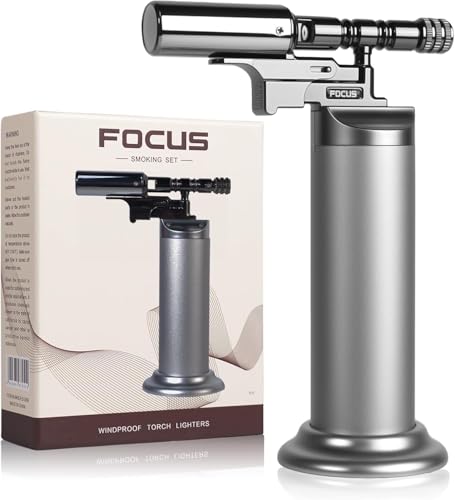 Blow Torch Kitchen - 1300°C Windproof Lighter, Refillable Butane Cooking Torch with Safety Mode & Adjustable Flame for BBQ, Camping, and Soldering