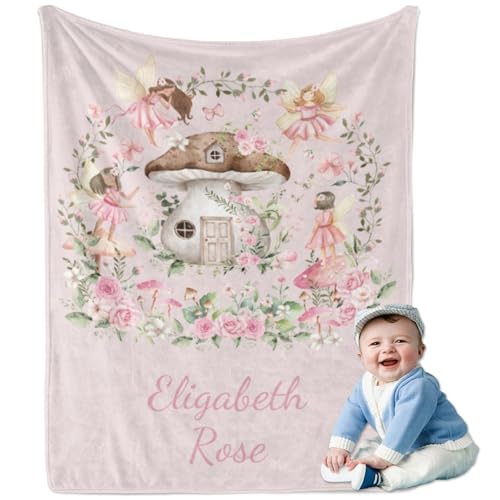 Image of Custom Baby Blanket with Name,Personalized Super Soft Floral Customized Baby Blanket, Personalized Baby Gifts, Newborn Gifts for Baby Boy Infant