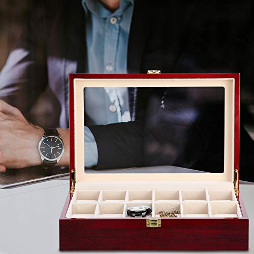 Uten Watch Box, 12 Slot Wooden Watch Case With Removable Watch Pillow, Metal Clasp Watch Display, Watch Box Organizer For Men And Women. #TOP2