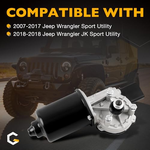 Image of Front Windshield Wiper Motor Compatible with Jeep Wrangler Sport Utility 2007-2017, 2018 Wrangler JK, 5-Pin Plug, Wiper Motor Replace# 40458 55077859AB