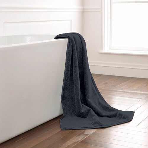 Image of Divine Casa Premium Charcoal Grey Cotton Bath Towel 550 GSM, Ultra Soft Spa Towel, Highly Absorbent, 75x150 cm