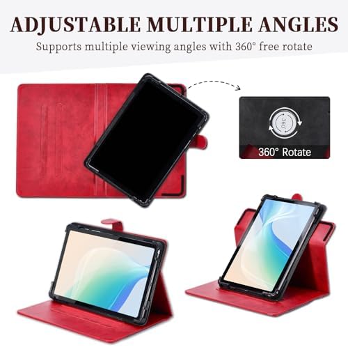 Case for Beneve M53 10.1-Inch Tablet Case 360 Degree Rotation Multi-Viewing Angels PU Leather Stand Folio Cover Red
