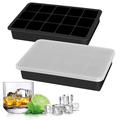 Molde de silicona para cubitos de hielo, paquete de 1 unidad con tapa (certificado LFGB y libre de BPA) apilable, 500 ml, 3,3 x 3,3 x 3,3 cm, ahorra espacio Molde de silicona para cubitos de hielo, paquete de 1 unidad con tapa (certificado LFGB y libre de BPA) apilable, 500 ml, 3,3 x 3,3 x 3,3 cm, ahorra espacio