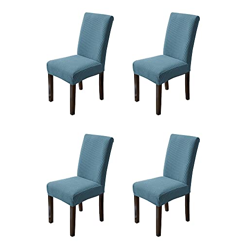 Eivmax Faconne Velvet Jacquard Stretch Chair Covers Graffiti Print Removable Washable Dining Chair Slipcovers Protector For Home Hotel Wedding Party Kitchen Dining Room (4Pcs, Denim Blue) #TOP12