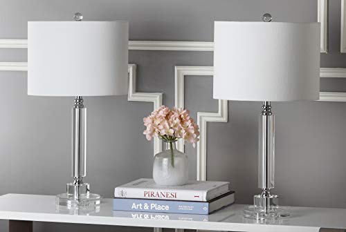 Safavieh Lighting Collection Deco Modern Crystal Column 25-Inch Bedroom Living Room Home Office Desk Nightstand Table Lamp Set Of 2 (Led Bulbs Included) #TOP1