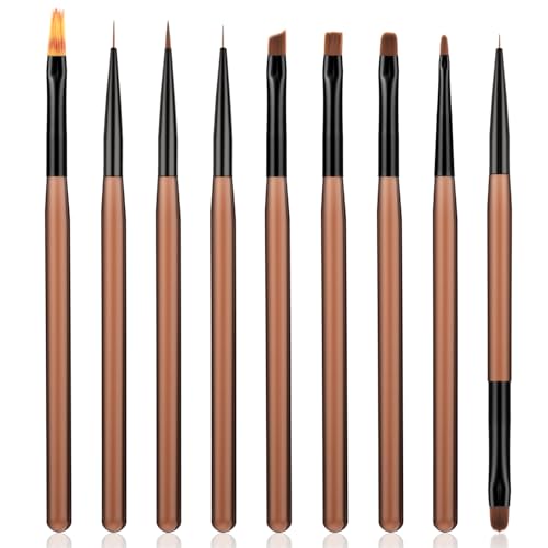 Set di 9 pennelli per unghie – Dotting Painting Brush per nail art set di pennelli acrilici, pennelli per nail art, pennello per unghie in gel, pennello per unghie per salone, casa, manicure fai da te