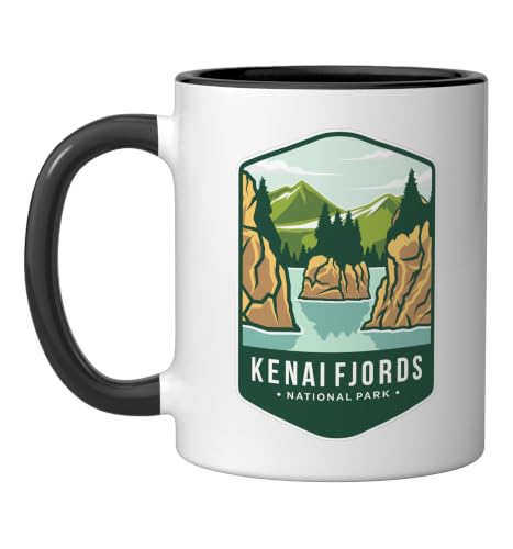 Taza de cerámica Kenai Fjords National Park negro/blanco miniatura 1