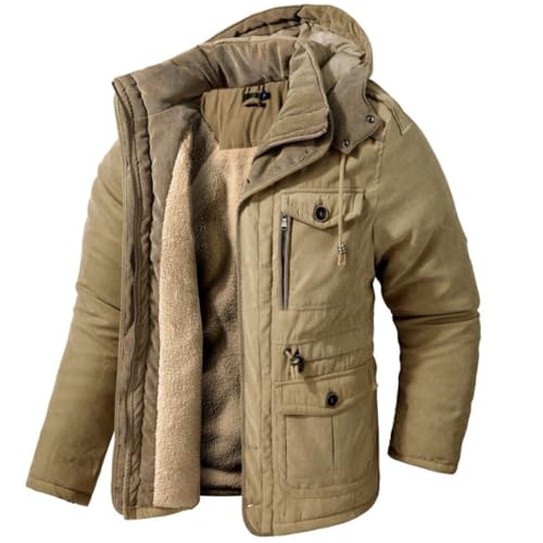 Parka d'hiver chaude pour hommes veste rembourrée kaki 2XL