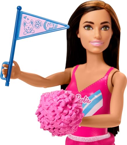 Muñeca Barbie porrista con accesorios de animadora miniatura 3