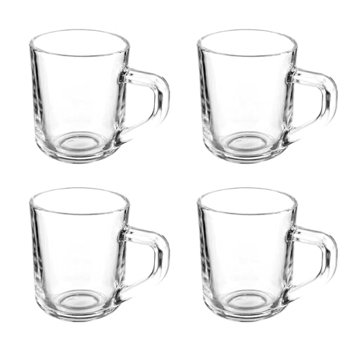 Set 4 tazas vidrio cafe con asa 80ml colección VIVALTO