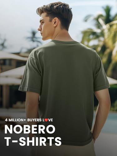 Image of NOBERO 100% Cotton T Shirts for Men Stylish | Regular Fit | Solid T Shirts for Men 180 GSM Combed Cotton | Round Neck Half Sleeve