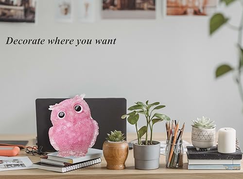 Estatua de Búho de Cuarzo Rosa de 6 cm miniatura 4