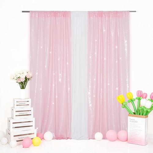 Eternal Beauty Pink 3mm Sequin Backdrop 2x8 Ft 2 Pack Wedding