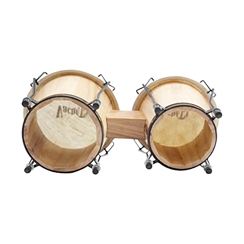 VACHAN Bongo Drums 6” and 7” Percussion Instrument Bongos for Adults, Tunable Wood and Metal Drum with Padded Bag and Tuning Wrench,Natural Finish