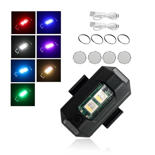 Dickno Mini LED Strobe Light, 7 Color Rechargeable Aircraft Drone Flashing Light, Night Anti-Collision Warning Flying Signal Safety Strobe Light for Car Motorcycle Bike Drone