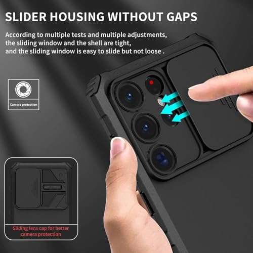 Image of Back Cover Case for Samsung Galaxy S23 Ultra 5G | Sliding Camera Shield | Stereoscopic Stand | 360 Protection Mobile Cover For Samsung Galaxy S 23 Ultra | S23 Ultra 5G PC, Black Back Cover