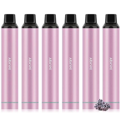 ARASHI 電子タバコ 爆煙 vape 30000回吸引可能 超大容量 持ち運び 使い捨てシーシャ 爆煙 水蒸気タバコ 禁煙グッズ ニコチン タール無し (ブドウ*6個)