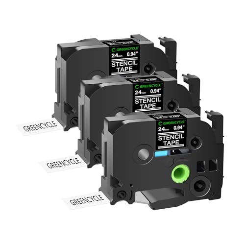 Greencycle 3PK Compatible for Brother P-touch ST151 STe151 ST-151 STe-151 Stencil Tape 1