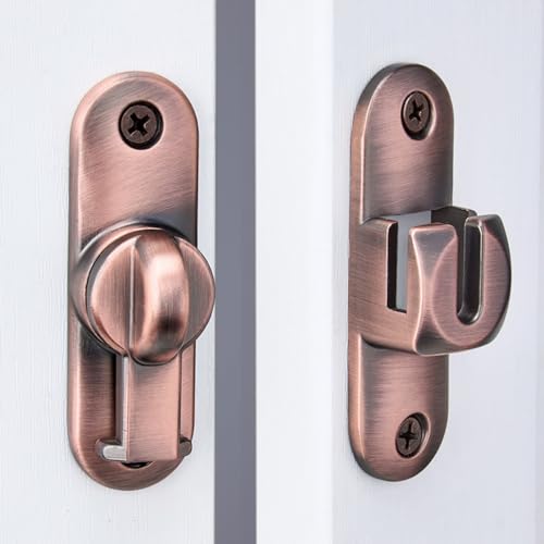 Image of INIRET 2 Packs Red Bronze Barn Door Latches,90 /180 Degree Gate Lock,Flip Gate Latches Hardware,Zinc Alloy Right Angle Door Lock Latch,Door Security Sliding Door Latch Lock for Cabinets,Bathroom