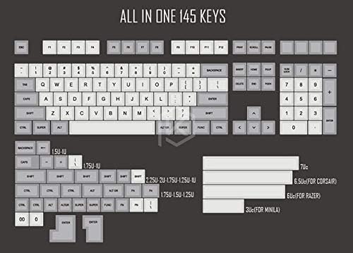 Keyboards - dsa granite grey colorway dsa profile Dye Sub Keycap Set PBT plastic for keyboard gh60 xd60 xd84 cospad tada68 rs96 87 104 660 (Dye Sub All 145 keys)