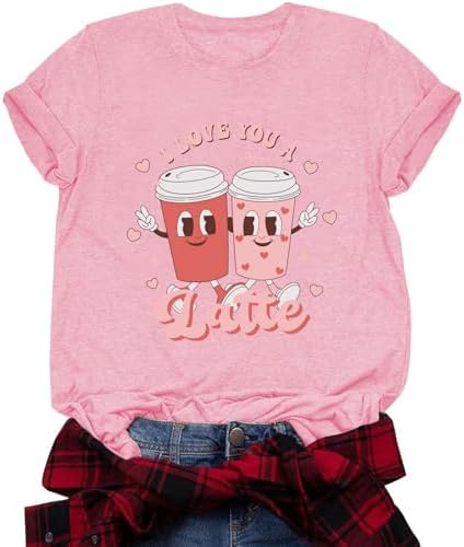 Valentines Day Shirts for Women Cute Love Heart Shirts Tee Tops Short Sleeve Tshirt Valentines Gifts for Her