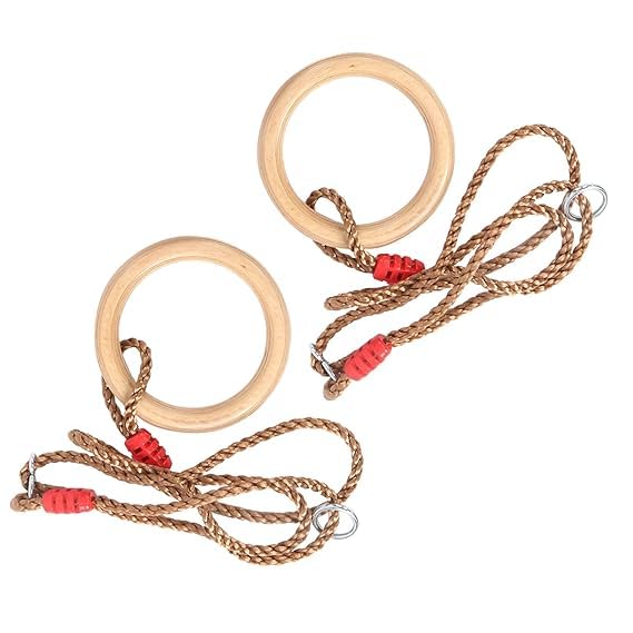 CRAFTED TURN Wooden Gymnastic Rings with Adjustable Straps, Training Equipment for Strength Training, Brown-image-12