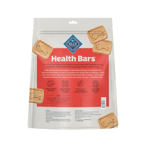 Image of Blue Buffalo Health Bars Crunchy Dog Biscuits, Oven-Baked with Natural Ingredients, Bacon, Egg & Cheese, 32-oz Bag