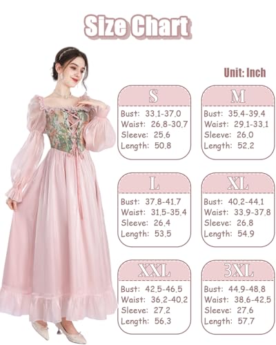 Image of NSPSTT Women Girls American Pioneer Colonial Dress Prairie Costume