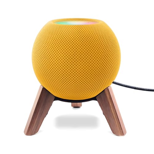 yotommi Real Wood Stand for Homepod Mini Wooden Tripod Mount with Metal Frame Anti-Slip Safe Stable Wood Holder Compatible for Home pod Mini Speaker on Desk/table (Walnut)