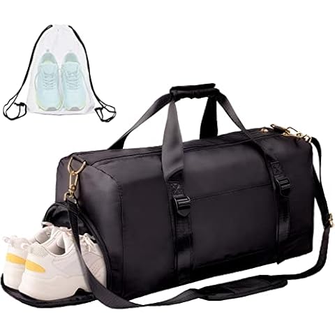 ICEIVY Gym Duffle Bag Dry Wet Separated Gym Bag Sport Duffle Bag Training Handbag Yoga bag with Extra Drawstring Backpack, Black-upgrade, L Cover