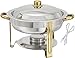 Tiger Chef Chafing Dish Buffet Set - Chafers and Buffet Warmers Sets - 4 Quart Food Warmer with Gold Accents - 2 Sets