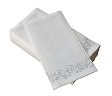 SimuLinen Disposable Guest Bathroom Hand Towels - SILVER FLORAL Design - Linen-Feel Disposable Paper...