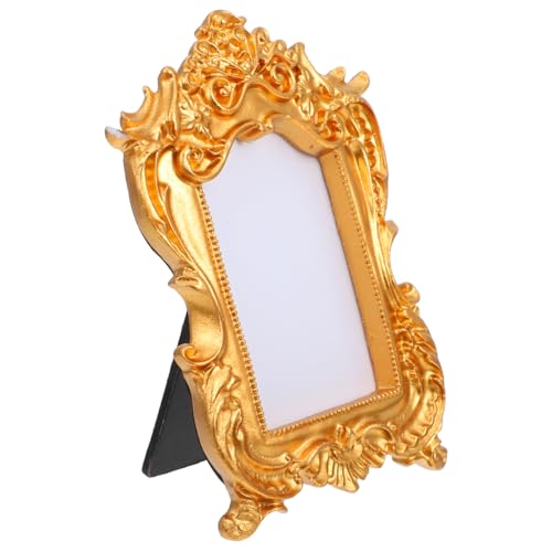 Amosfun Mini Ornate Frame, 4x6cm Vintage European Style Embossed Photo Frames, Decorative Antique Tabletop Photo Display Stand for Home, Office