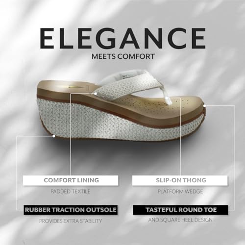 Image of Volatile Island Wedge Sandals for Women Featuring Slip-On Thong Platform Style with EVA Insole and Rubber Outsole