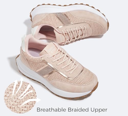 LUCKY-STEP-Women-Platform-Walking-Shoe-Fashion-Retro-Classic-Casual-Trainers-Braided-Rhinestone-Sneakers-Tennis-Running-Walking-Shoes