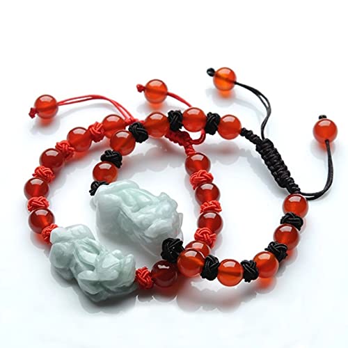 Feng Shui， Pulsera Feng Shui, Pulsera Feng Shui, Pulsera de Jade para Mujeres y Hombres, Pulsera con dijes de la Suerte, Pulsera China con Piedras Preciosas de Jade, Pulsera de Hilo Rojo, Amuleto,
