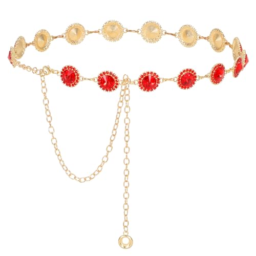 Image of WHIPPY Women Concho Chain Belt Metal Link Western Cowgirl Turquoise Chain Belt for Dress