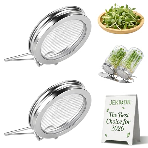 2 PCS Mason Jar Lids Sprouting Sprouts Growing Kit Seed Metal Bean Company Broccoli Masontops Maker Wide Mouth Mesh Microgreen Grower Stand Attachments Multi Pour Glass Rack Filter Germinating