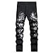 DANT BULUN Men's Fashion Casual Printed Jeans Stretch Skinny Denim Jogger Pants (Black90034,40)
