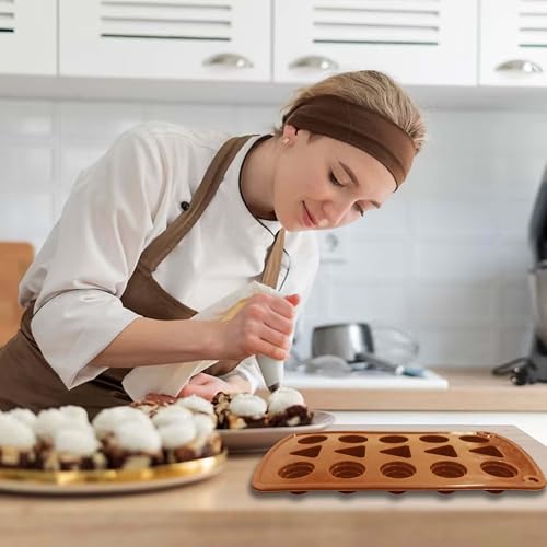 Image of MoldBerry Silicone Chocolate Mould Set of 4 - Square, Round & Triangle Candy‑Jelly Chocolate Making Moulds - Flexible, Non‑Stick Baking Tray for Chocolate, Candy, Jelly